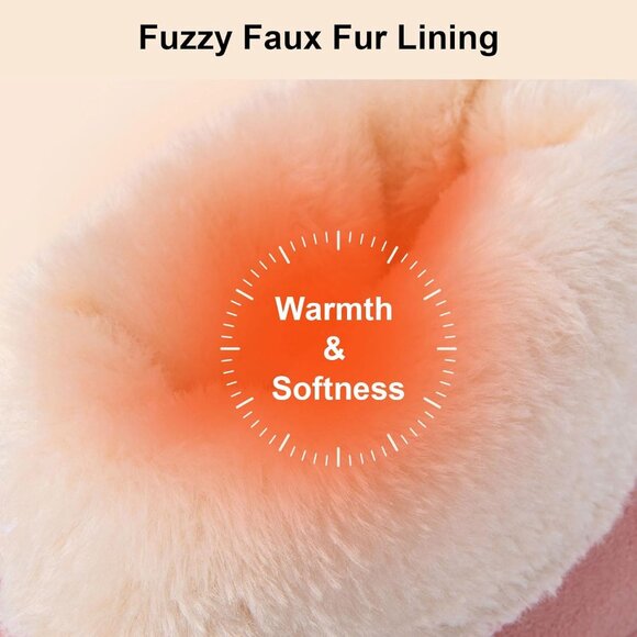 Women's Pink Blue LongBay Chenille Knit Bootie Slippers Memory Faux Fur Suede - Picture 3 of 6